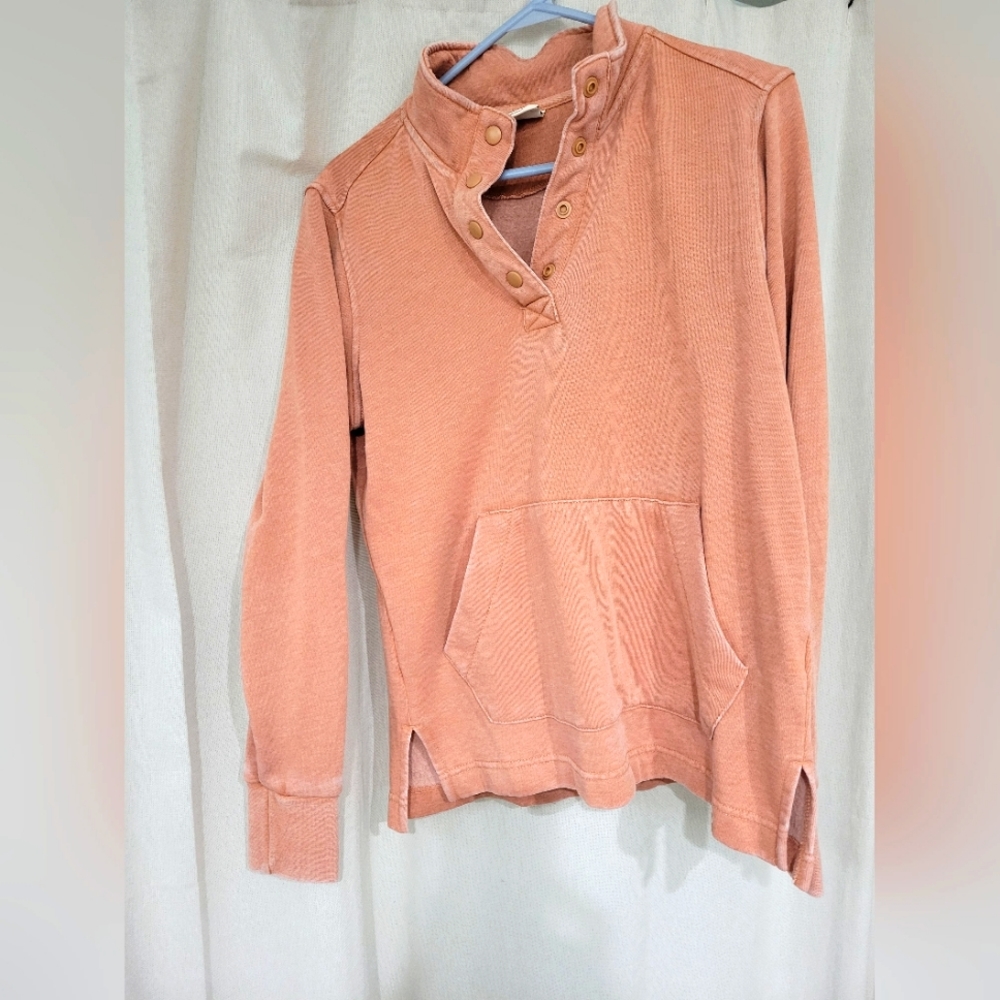 LIV Orange Snap Button Pullover Sweatshirt